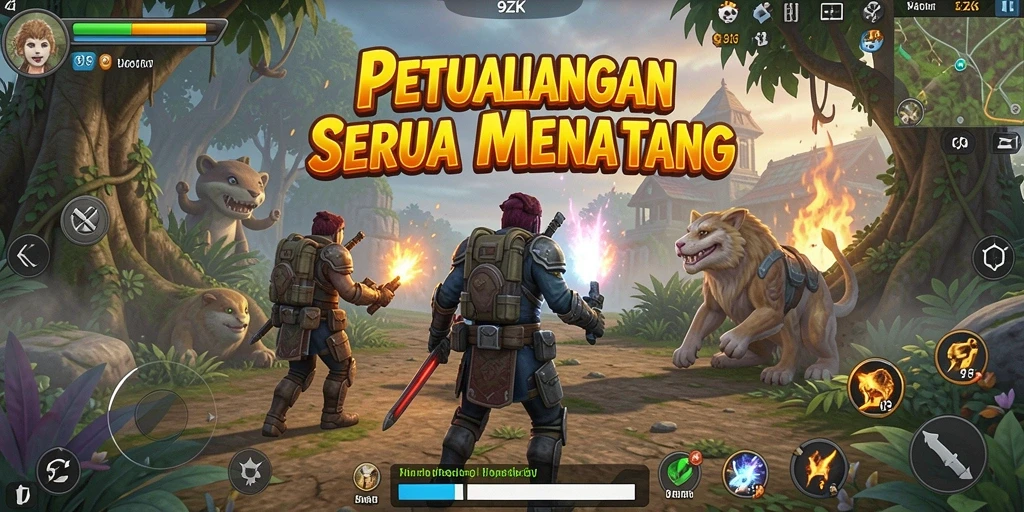 Tampilan screenshot dari gameplay utama 9ZK yang menampilkan petualangan seru.
