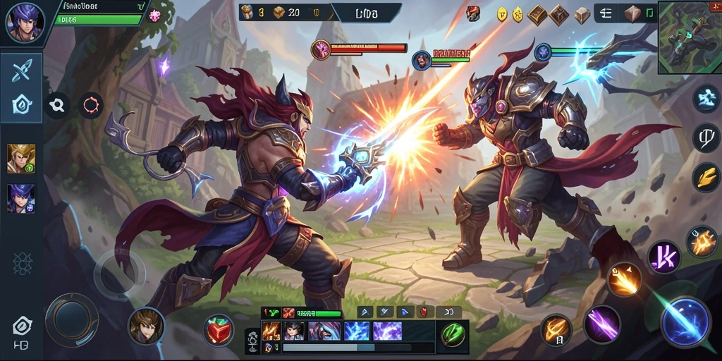 Tampilan gameplay F08 yang menegangkan dalam mode MOBA.