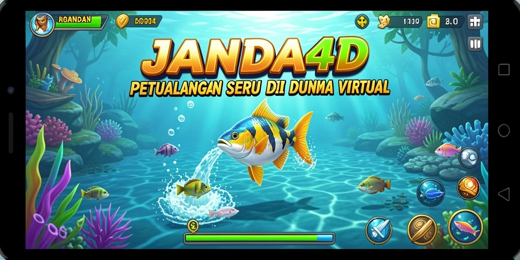 Gameplay seru dalam JANDA4D saat menangkap ikan besar.