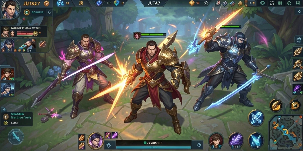 Tampilan gameplay seru dalam JUTA7 dengan aksi pertarungan tak terduga.