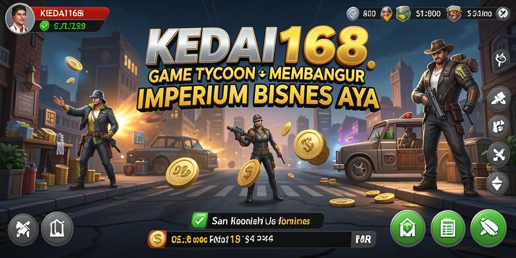 Tampilan antarmuka menarik dari gameplay KEDAI168 yang mengusung tema Tycoon.