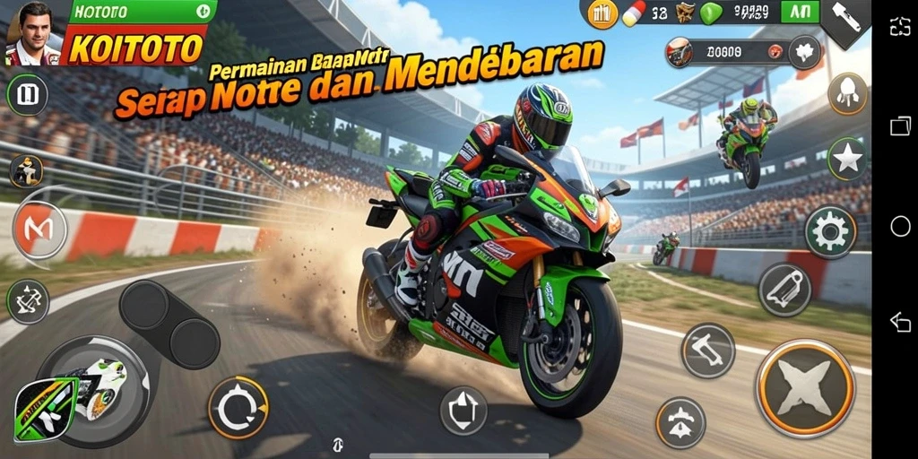 Gameplay seru dalam balapan motor di KOITOTO.