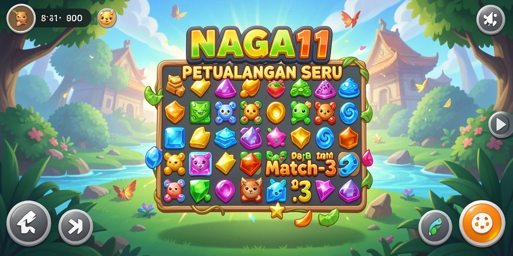 Screenshot utama NAGA11 menampilkan aksi seru dalam gameplay Match-3.