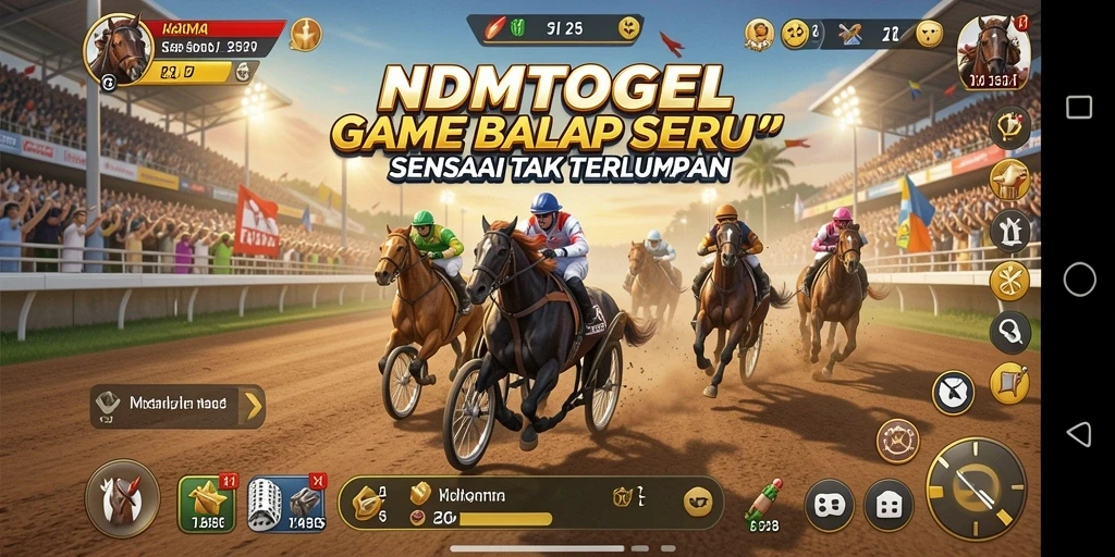Screenshot dari gameplay NDMTOGEL menampilkan balapan yang mendebarkan.