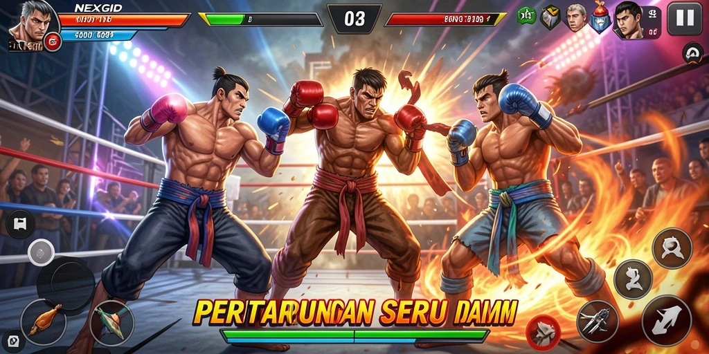 Tampilan gameplay seru di NEXGID dengan pertarungan intens.