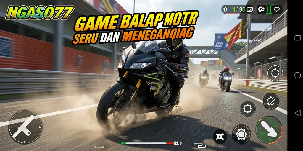 Tampilan seru gameplay balapan motor di NGASO77.