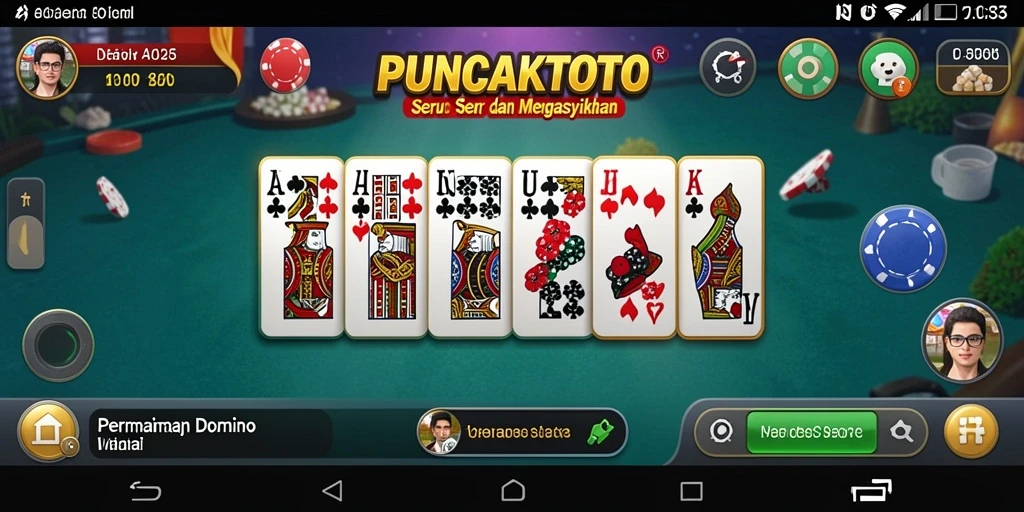 Tampilan screenshot gameplay PUNCAKTOTO dengan aksi seru domino.
