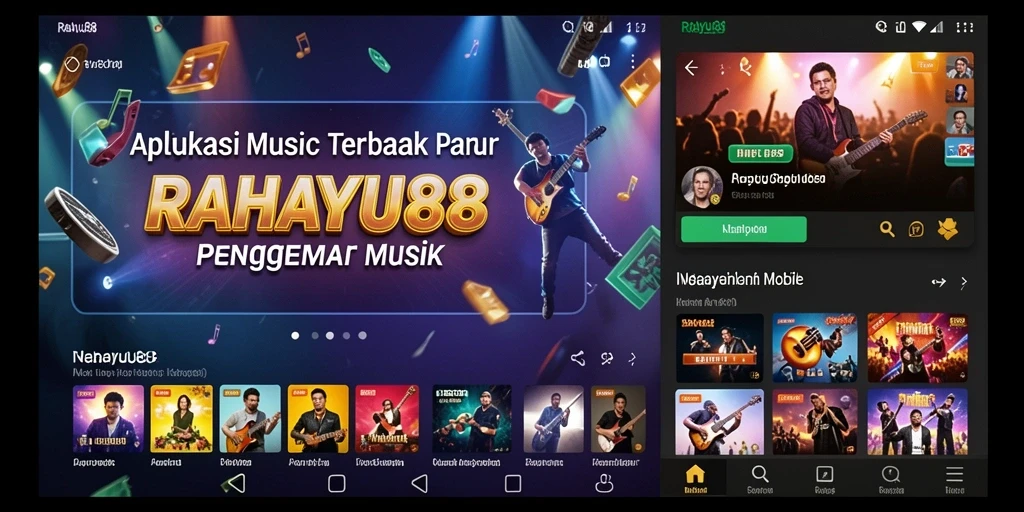 Tampilan utama RAHAYU88 dengan berbagai pilihan musik.