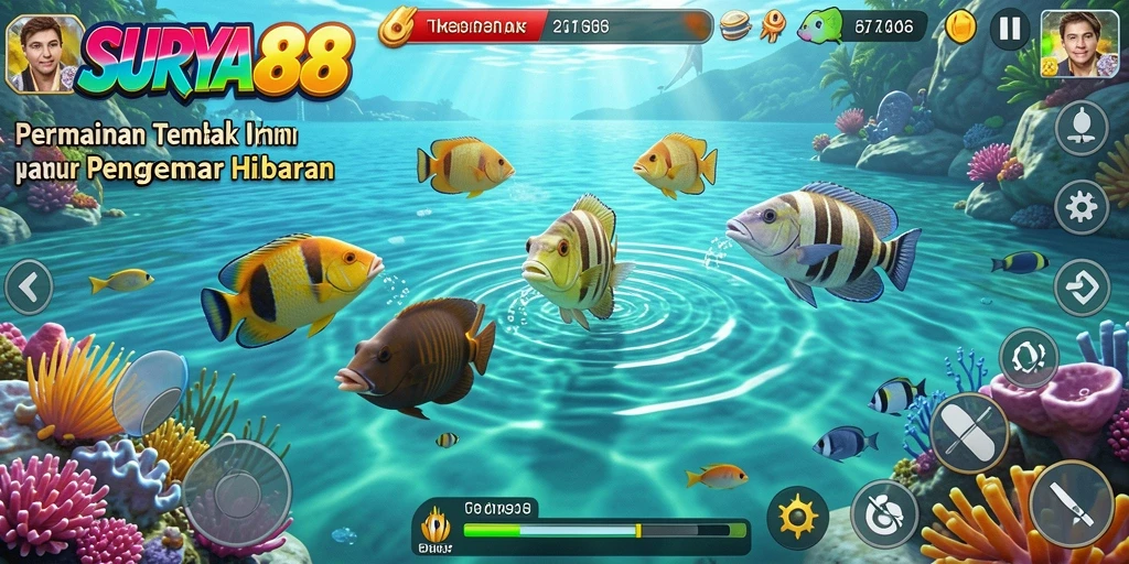 Tampilan screenshot utama dari SURYA88 menunjukkan aksi seru dalam Tembak Ikan.