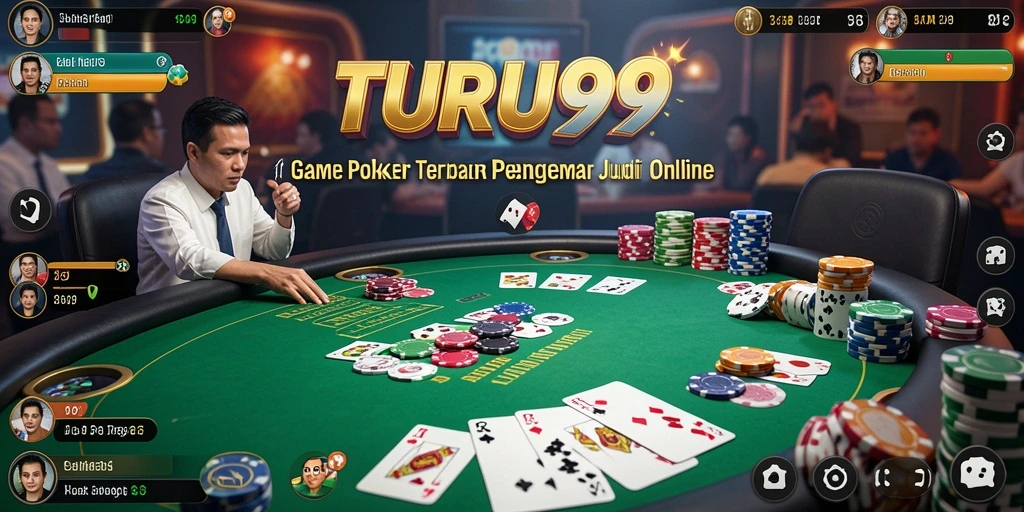 Screenshot utama TURU99 menampilkan keseruan permainan Poker yang mendebarkan.
