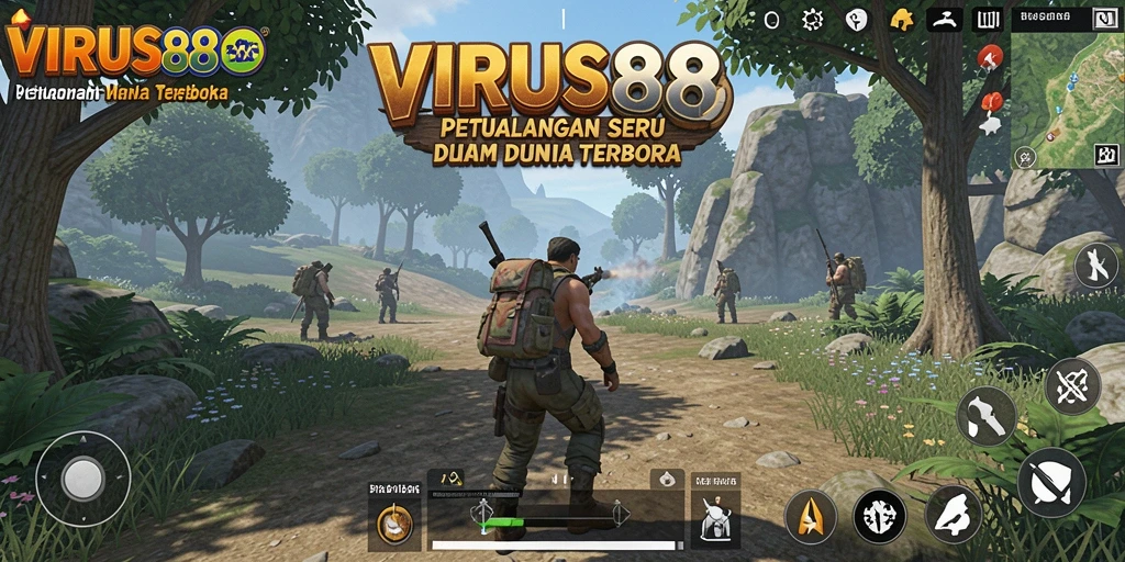 Tampilan screenshot gameplay <strong>VIRUS88</strong> menunjukkan dunia terbuka yang menakjubkan.